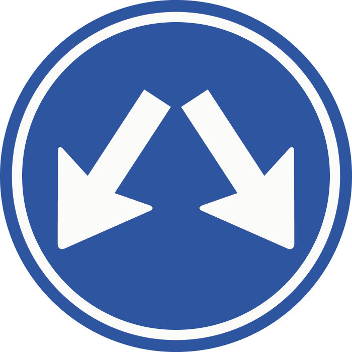 D3 - Pass on Either Side road sign