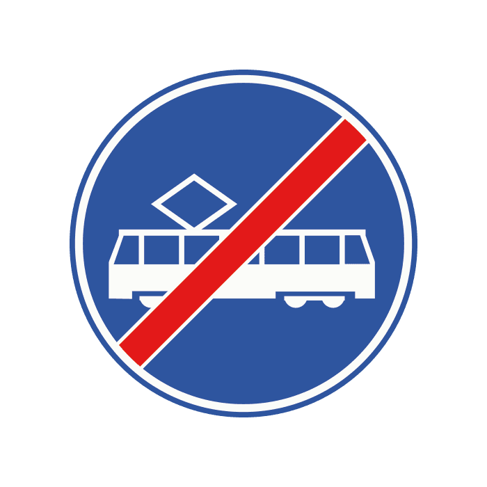 F16 - End of Tram Lane / Carriageway road sign