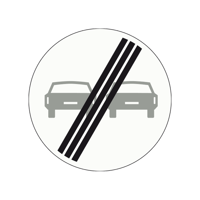 F2 - End of No Overtaking — Motor Vehicles road sign