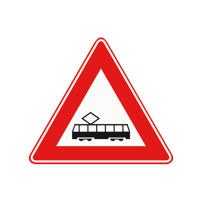 J14 - Tram Crossing road sign