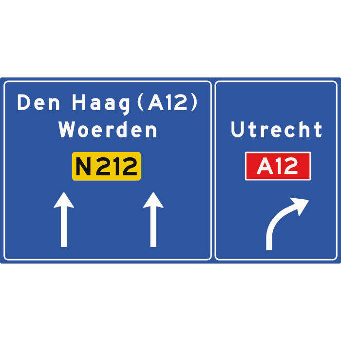 K11 - Lane (Pre-Sort) Instructions — Non-Motorway road sign