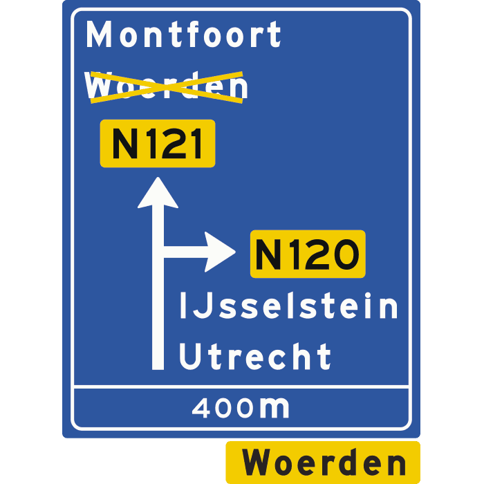 K9 - Diversion with Alternative Route (Non-Motorway) road sign