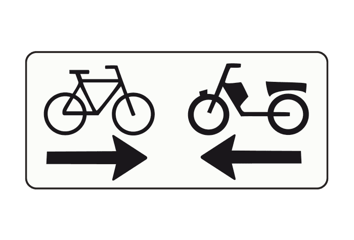 OB-503 - Crossing Cyclists & Mopeds from Both Directions road sign