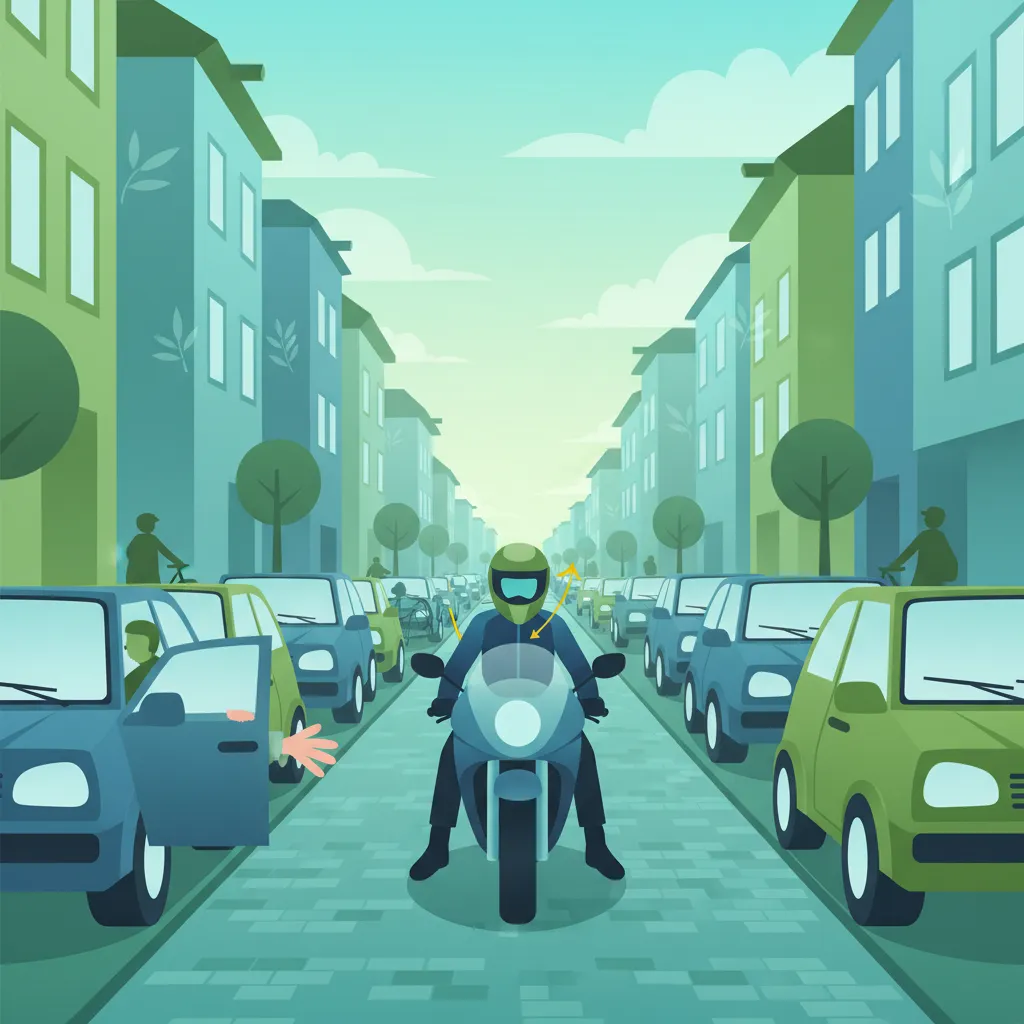 Teoría de Motocicleta A1 Holandesa: Conducción Segura Cerca de Coches Aparcados y Riesgos de 'Dooring'